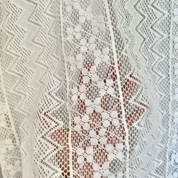 Chicos | Linen Crochet Back Button Shirt Roll Tab Sleeves Top Size 1 -‎ Med - 44 - Picture 11 of 15